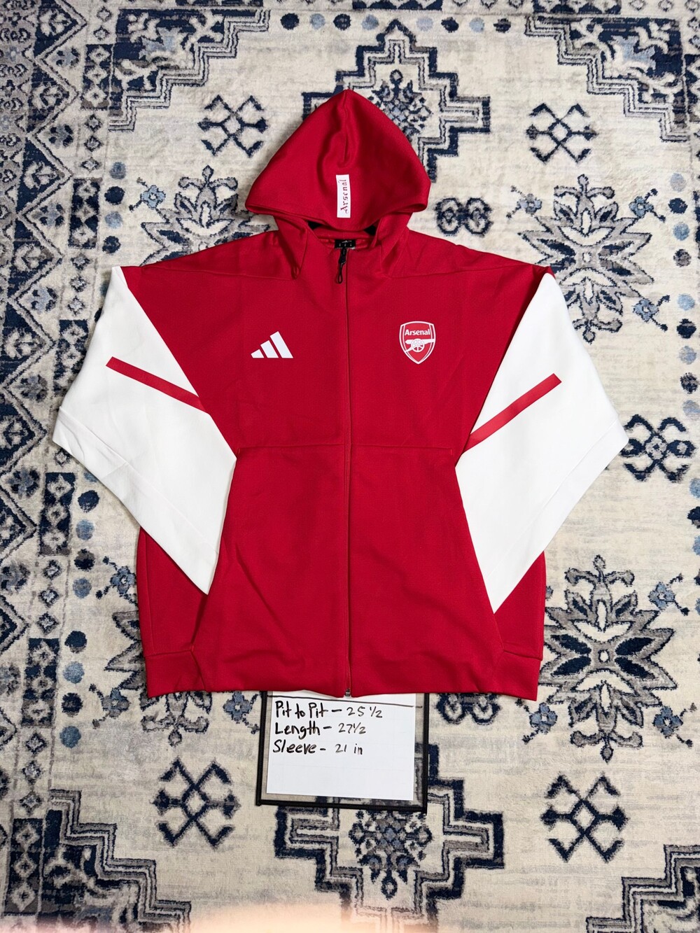 Adidas Arsenal Z.N.E. Anthem Men's Soccer Jacket XL Red White Hoodie